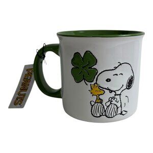 Peanuts Snoopy Large Coffee Cup Mug St. Patricks Day Irish Lucky Embossed Green